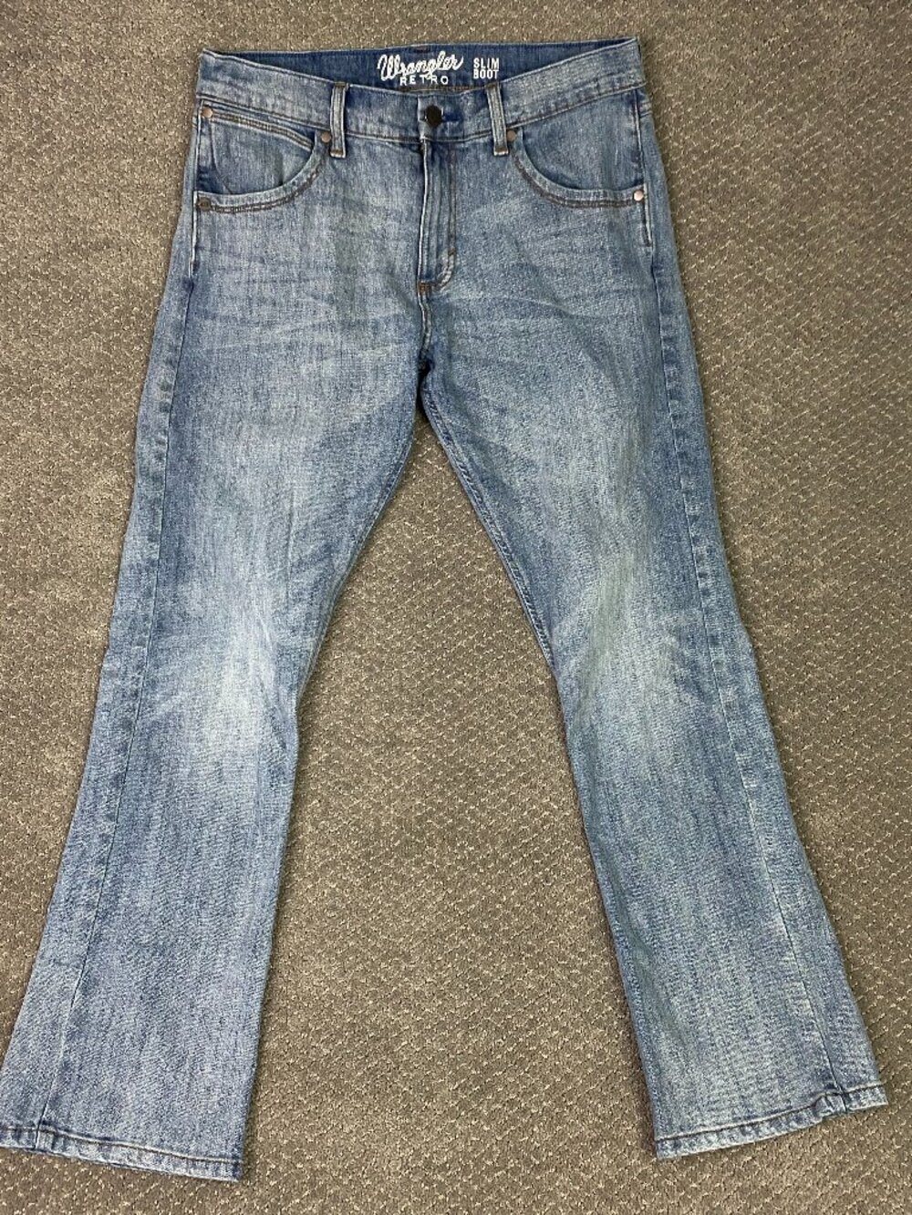 Wrangler Retro Slim Boot Jeans Mens 32x32 Blue Stretch Boot Cut Bootcut